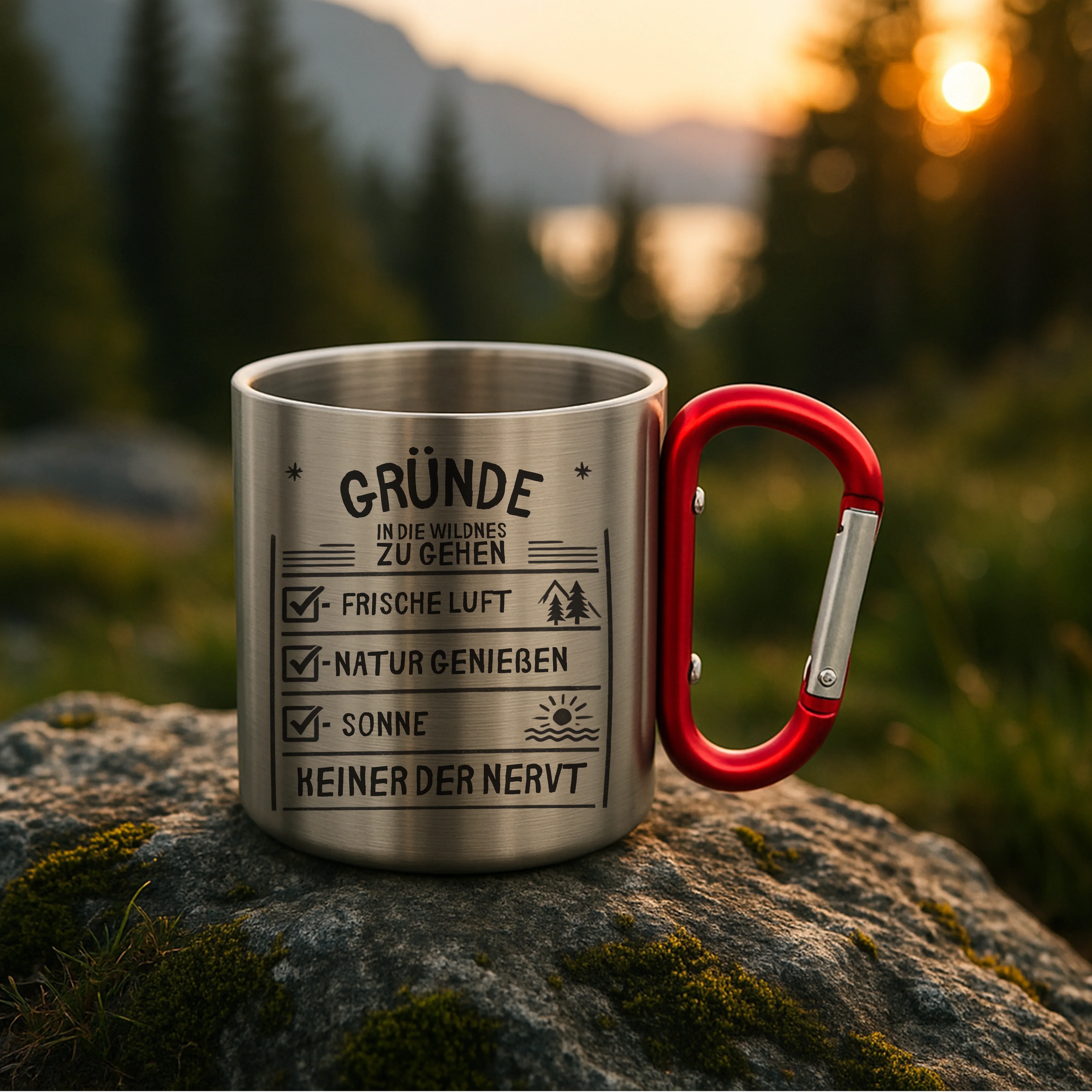 Grüne Karabiner Edelstahl-Tasse